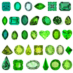 set green gems different shades and cuts vector image