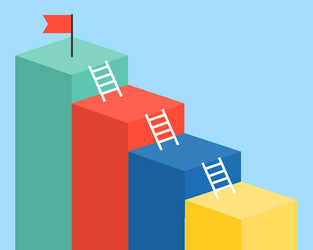 bar chart and ladder with red flag for use vector image