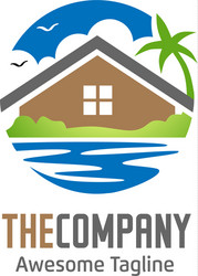 green house and lake logo vector image