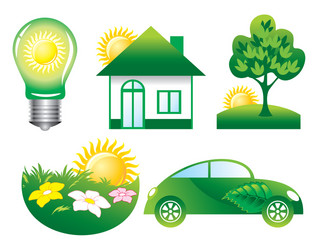 set ecology icons vector image