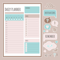 daily planner stickers plotter organizer vector image