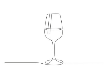 continuous one line drawing wine glass drink vector image