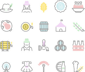 set line icons oktoberfest vector image