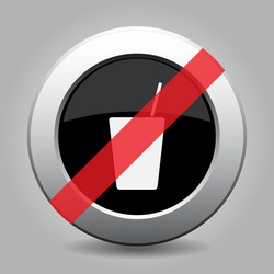 gray chrome button - no drink with straw vector image