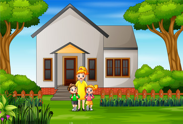 happy children go to school from home vector image