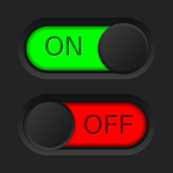 on and off toggle switch button red green vector image