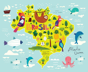 with map of brazil symbols vector image