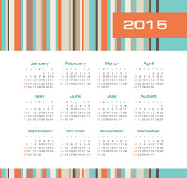 calendar 2015 year with colored stripes vector image