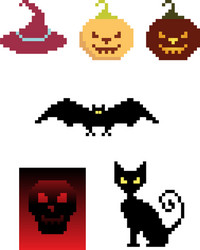 halloween pixel icons vector image