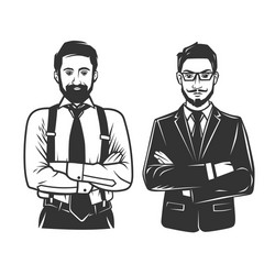 black and white stylish man logo vector image