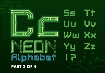 circuit fonts neon vector image