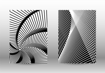 set of abstract patterns with distorted lines vector image