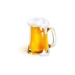 Realistic mug of golden beer with foam vector