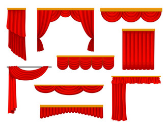 Flat set of various curtains and pelmets vector