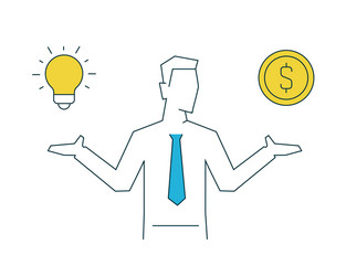 businessman holds idea in one hand and money vector image