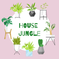 home jungle plants in scandinavian vector image