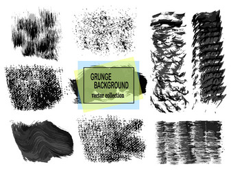 set of black paint ink brush strokes brushes vector image