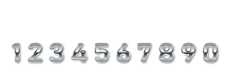 silver numbers set metallic font isolated vector image