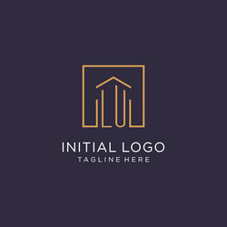 lu initial square logo design modern and luxury vector image