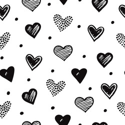 sketch hearts seamless pattern romantic doodle vector image