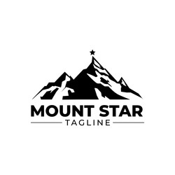 mountain with star on the peak logo design vector image