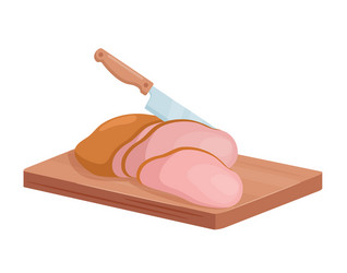 cut ham isometric cutlery chef knife cutting vector image