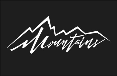 Mountains logo logotype template hand drawn vector