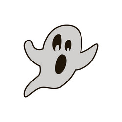 halloween ghost hand drawn flat line icon vector image