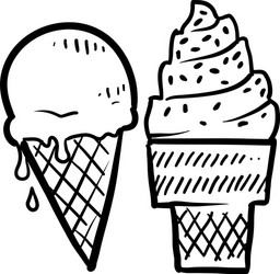 doodle ice cream cone vector image