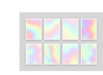 set 8 realistic holographic backgrounds vector image