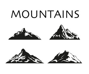 set mountain peak shapes isolated on white vector image