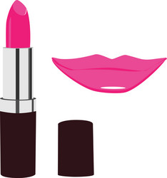 Lipstick and lips kiss vector