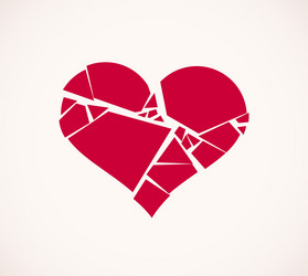 heart broken to pieces like a glass logo or icon vector image