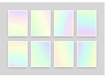 set 8 realistic holographic backgrounds vector image