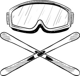 doodle ski goggles skis vector image