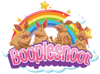 rabbits on boople snoot font with rainbow vector image