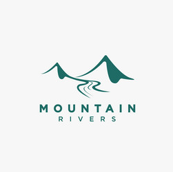 simple mountain river landscape logo icon vector image