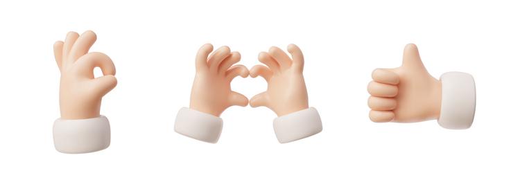 a set of 3d hand gestures showing love vector image