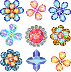 set of colored gems vector image