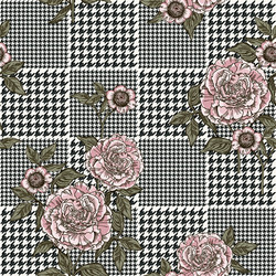 floral seamless pattern with plaid background vector image