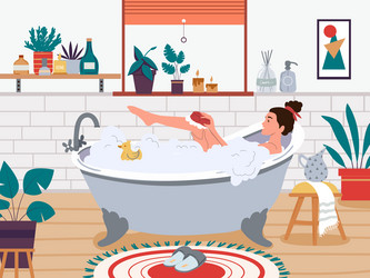 woman in bath female character washing vector image