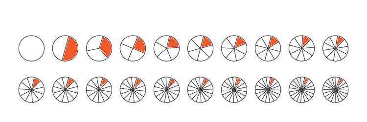 circle division fraction pie 20 slice chart vector image