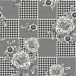 floral seamless pattern with plaid background vector image