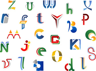 set of full alphabet letters and icons vector image