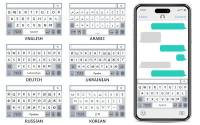 mobile phone mockup with sms chat english arabic vector image