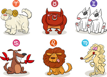 horoscope zodiac signs set with dog characters vector image