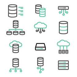 simple set of database server line icons vector image