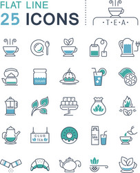 set flat line icons tea vector image