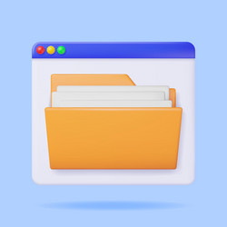 3d desktop interface window with file folder vector image