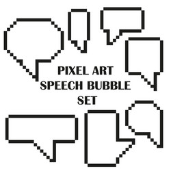 white speech bubbles with black pixel art set vector image